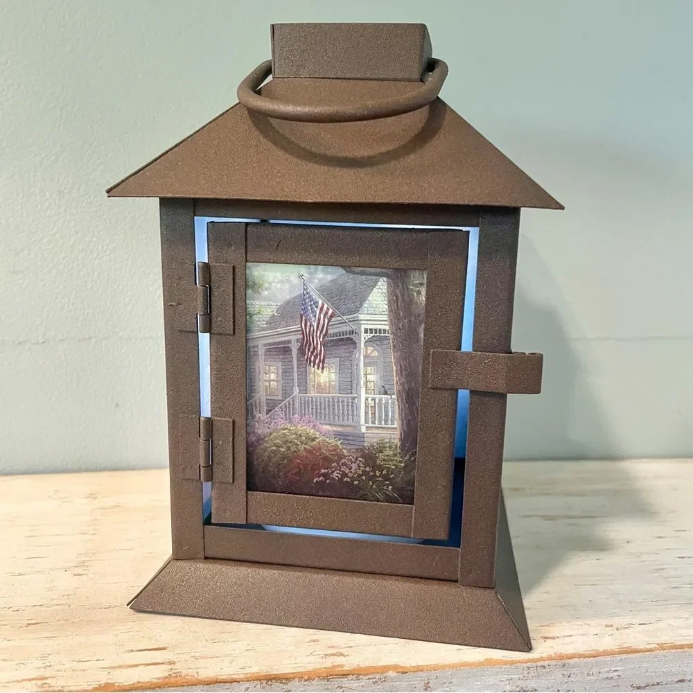 Thomas Kinkade Hometown Pride Lantern | Patriotic Americana Home Decor